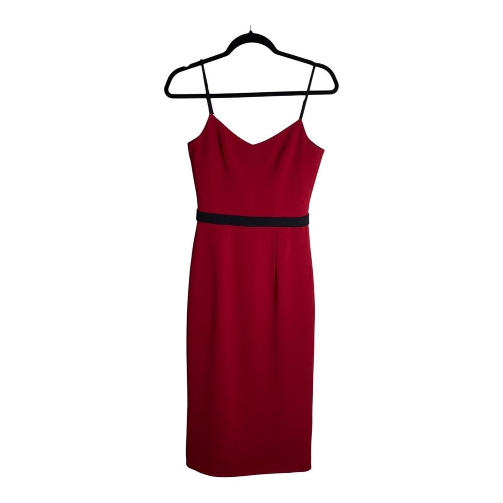 Dress the Population Red Emma Crepe Midi Dress